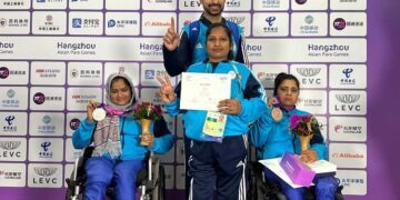 Women Powerlifter Zainab Khatoon bags a silver medal and Rajkumari wins a bronze at Asia Para Games 2023; making the nation and their coach proud